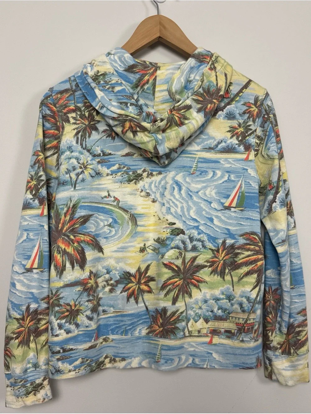 POLO RALPH LAUREN Hawaiian Print Jacket Hoodie Full Zip 100%‎ cotton Pockets